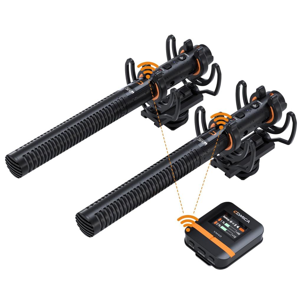 comica VM40 Combo Shotgun Supercardioid Wireless Microphone for and PCs Microphone, Dual-Channel Cameras, Smartphones,
