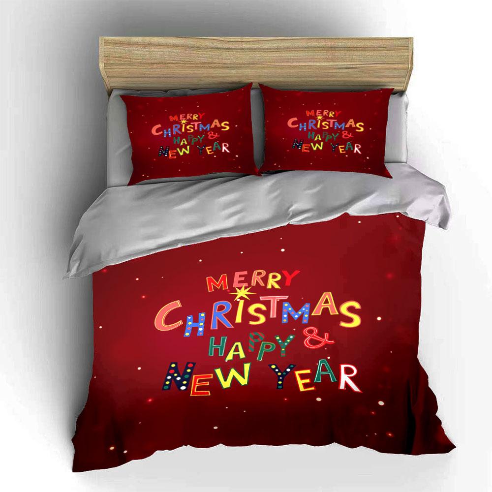 Merry Christmas New Year Design Bedding Duvet Cover Set Duvet Cover Pillowcases (1*Duvet Cover 2*Pillowcases, without duvet insert)