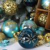 New 44-piece paper box (pink silver) New Christmas balls 44pcs painted special-shaped paper box 3-6cm set Christmas decorations electroplated ball