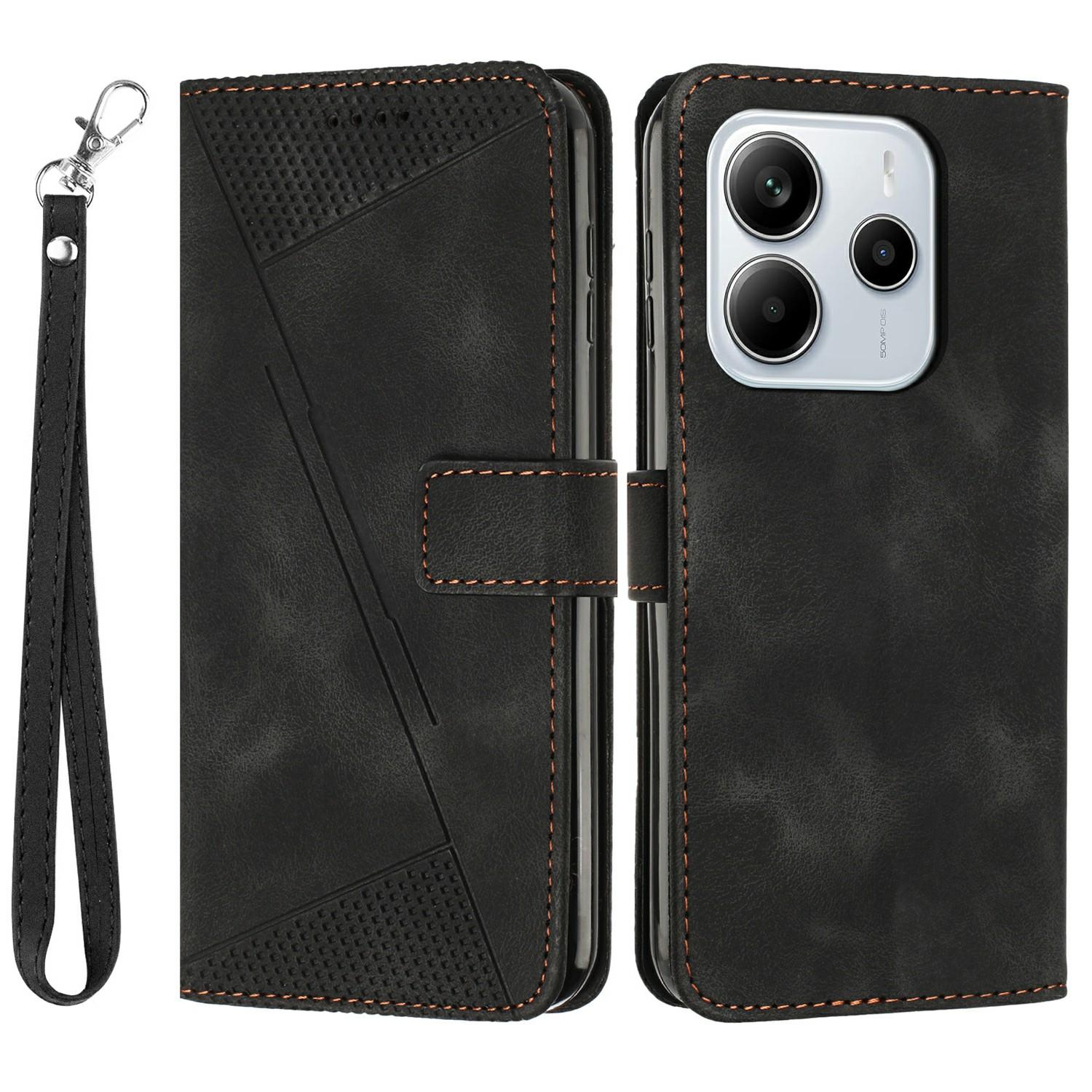 

Для Xiaomi Redmi Note 14 4G (164,84x78,15x8,16 мм) Чохол Сумка З Тисненням Трикутник Шкіряний Чохол для Телефону Black