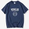 T-shirt Estiva Unisex a Maniche Corte in Cotone Yale University Tee Casual Larga Unisex Abbigliamento Scolastico Personalizzato per Coppia