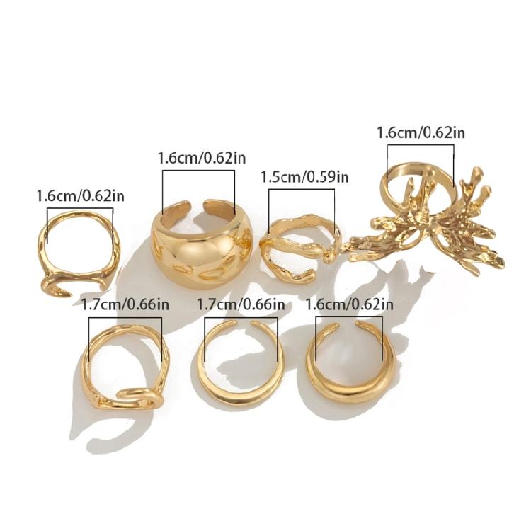 7pcs Fashionable Liquid Lavas Butterfly Rings Set Versatile Elegant Styles Jewelry Decoration for Various Occasions