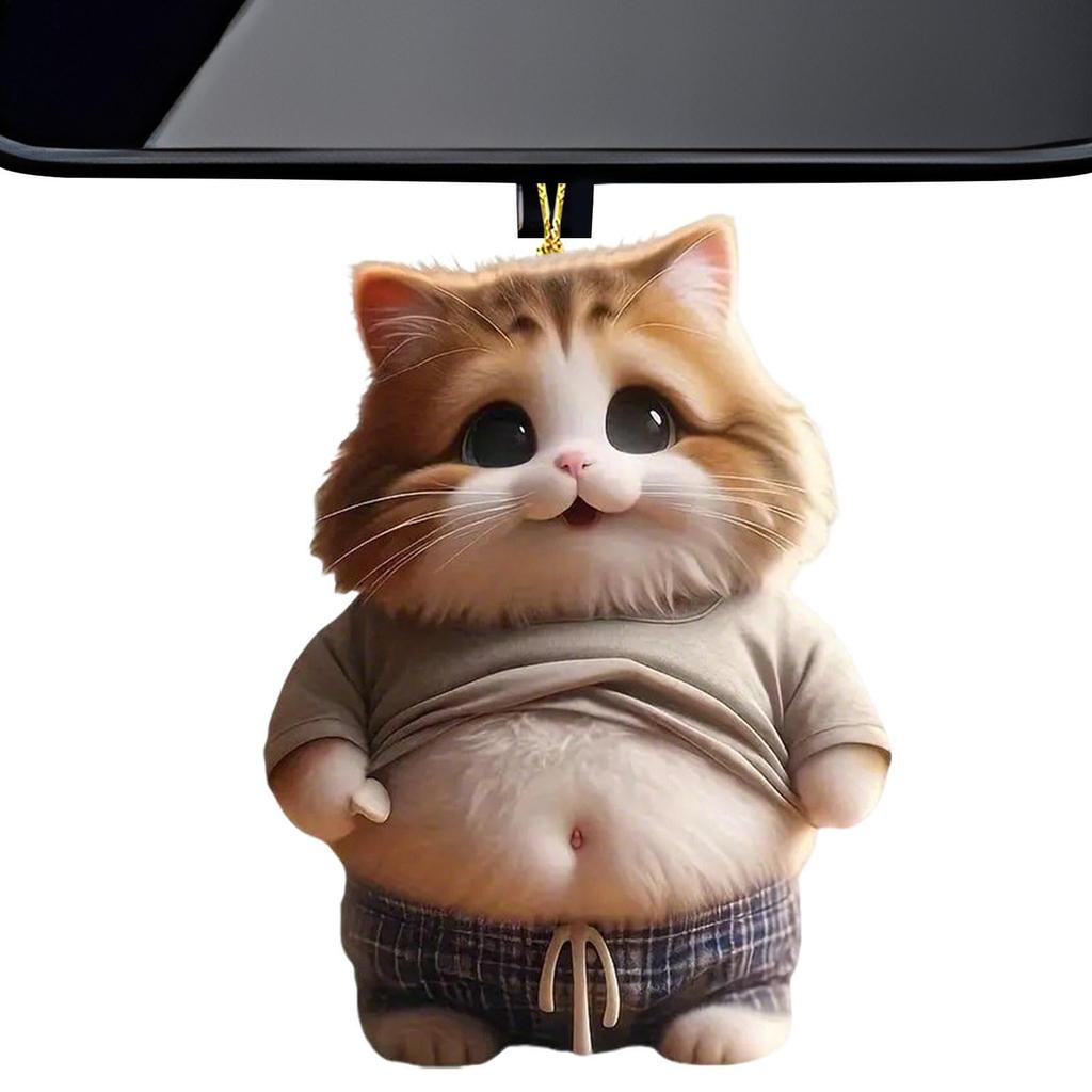 Fat Cat Dog Car Rear View Mirror Decoration Car Hanging Ornament Car Hanging Mirror