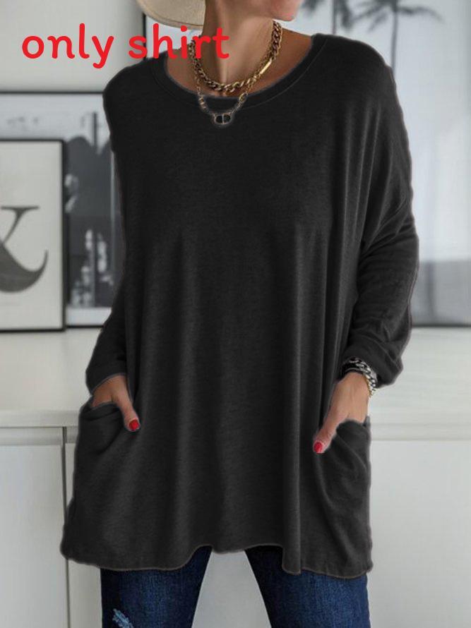 Tshirt For Women Long Sleeve Cotton Polyester Casual Streetwear For Autumn And Spring