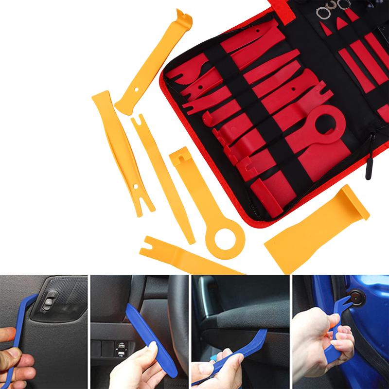 Ensemble d'outils de retrait de garnitures 11/19 pièces Pince à clips Pince pour enlever la sellerie Nylon Ensemble de retrait de panneaux de voiture avec sac de rangement portable