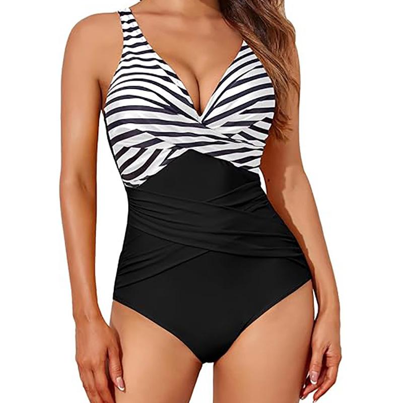 European and American New One-piece Swimsuit Women's High Waist Tight Cross Sexy Backless Swimsuit