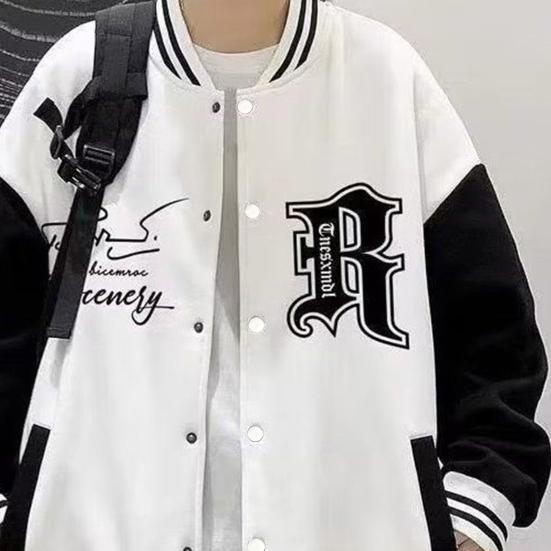 Hip-hop Rahat Beyzbol Ceket Slim Fit Nötr Beyzbol Üniforma Bombacı Ceket erkek Gençlik Trend Kolej Giyim Sonbahar