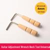 Guitar Neck & String Spacing Adjustment Wrench with 4mm Hex and Wooden Handle for Electric & Acoustic Guitars