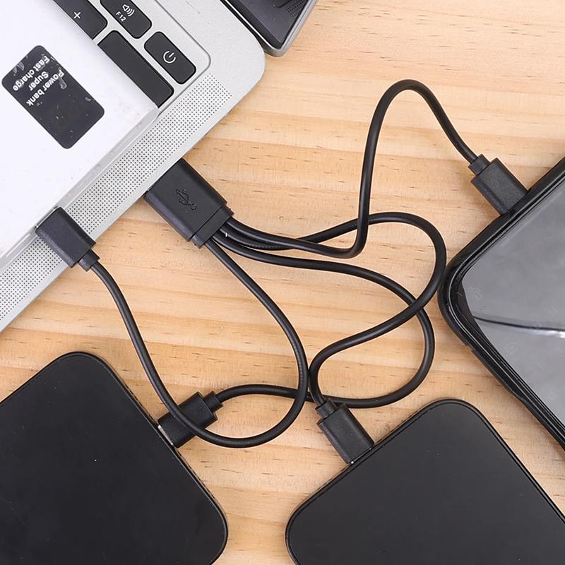 Short Cord 5V USB A C to Type C Multiple Charging Cable 4 in 1 Micro USB Splitter Adapter Cable 4 Port USB C PD Splitter Cable