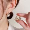 Korean High-End Double-Sided Pearl Zirconia Earrings: Light Luxury, Versatile, and Stylish Ear Studs for Women