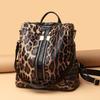 Backpack Fashion Retro Backpack Large Capacity Commuter Women'S Bag Cow Leopard Print Premium Textured Shoulder Bag