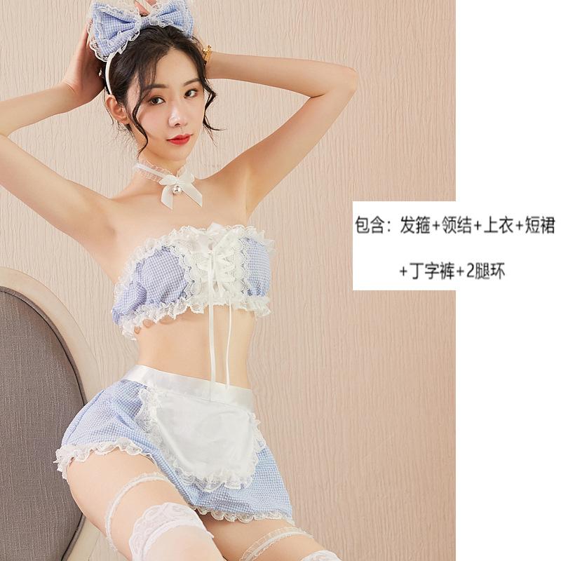Erotic Lingerie Set Sweet Maid Seductive Uniform Seductive Sexy Lace Trim Role-playing 8114