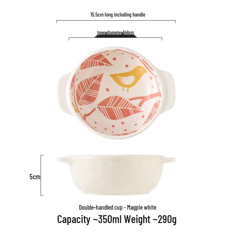 Japanese Ceramic Double-Handle Noodle & Salad Bowls (Set of 2)