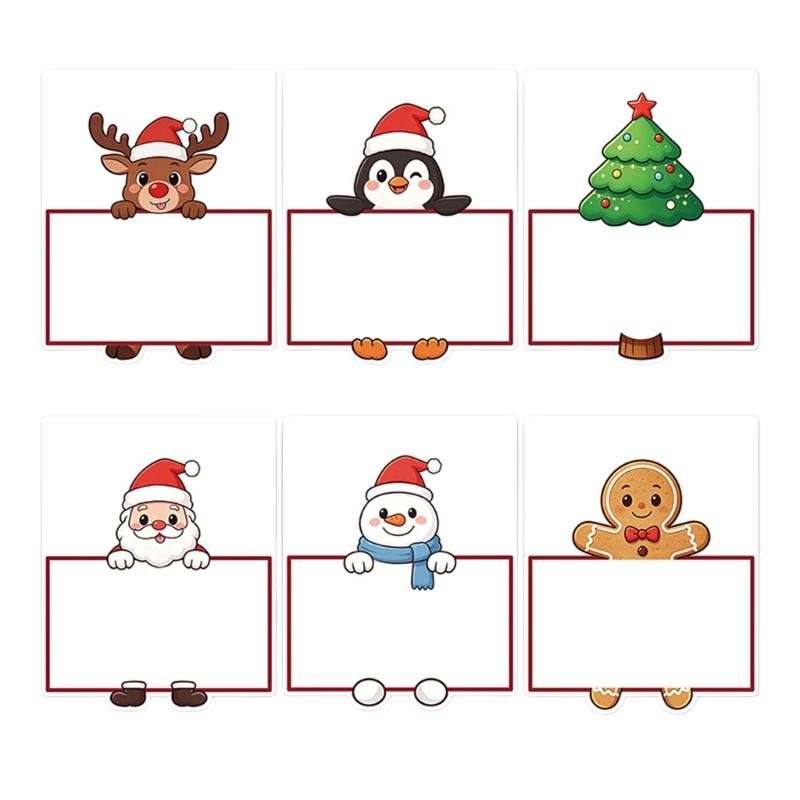 Christmas Greeting Cards Blank Writable Paper Cards, 6 Piece Holiday Message Set for Party Wishes, Gift Exchange Messages and Table Place Cards