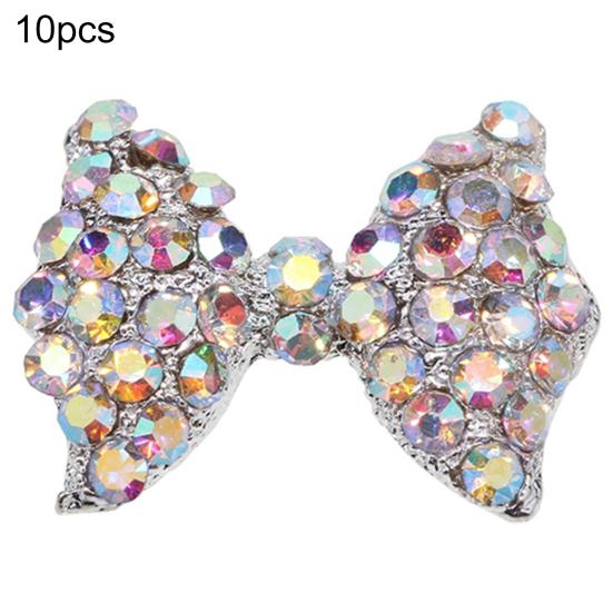 10 Pcs 3D Rhinestone Bow Tie Shape Nail Art Tip Glitter Decoration DIY Manicure