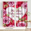 2PCS Rose Red Valentine's Day Curtains   Gentle and Romantic Style   Bedroom and Living Room   Drawbar Pocket Decorative Curtains