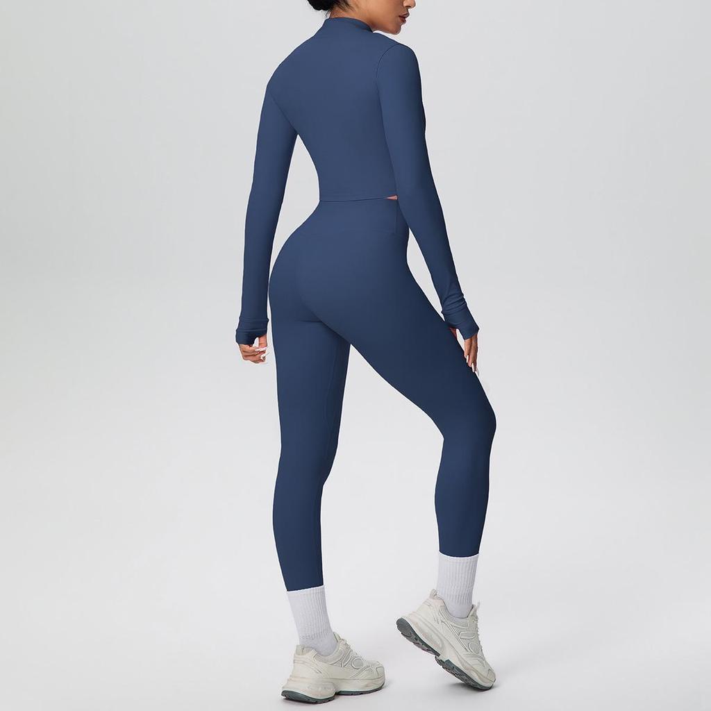Cross-Border Halter Backless Sports Bra & High-Waisted Zipper Jacket Yoga Set
