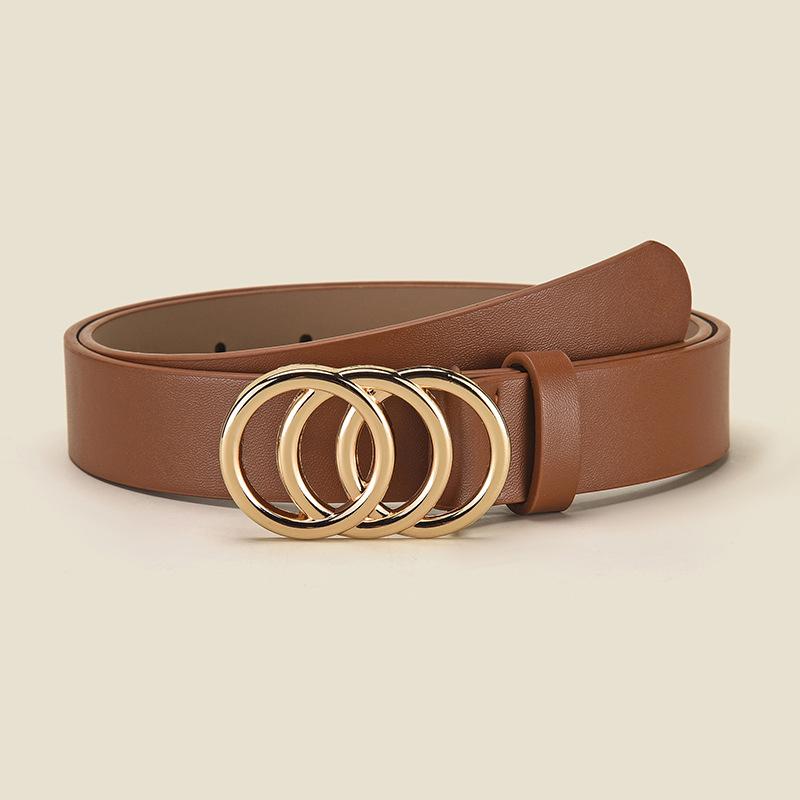 Cintura da Donna in Ecopelle PU con Fibbia Rotonda in Lega - Accessorio Casual Versatile