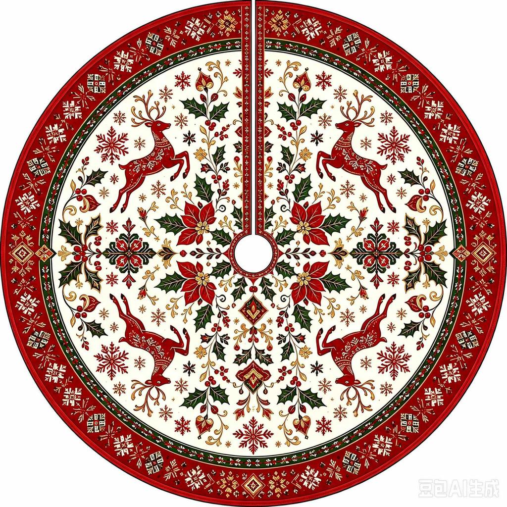 Christmas Tree Skirt Printed Holiday Tree Base Cover Festive Party Home Decoration