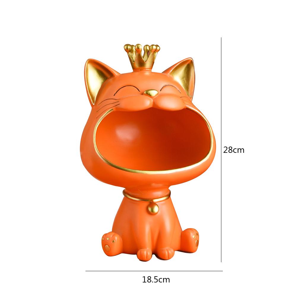 Fortune Cat Key Holder Figurine Entrance Crafts Resin Storage Box Big Mouth Lucky Cat Table Sculpture Living Room Desk Decor