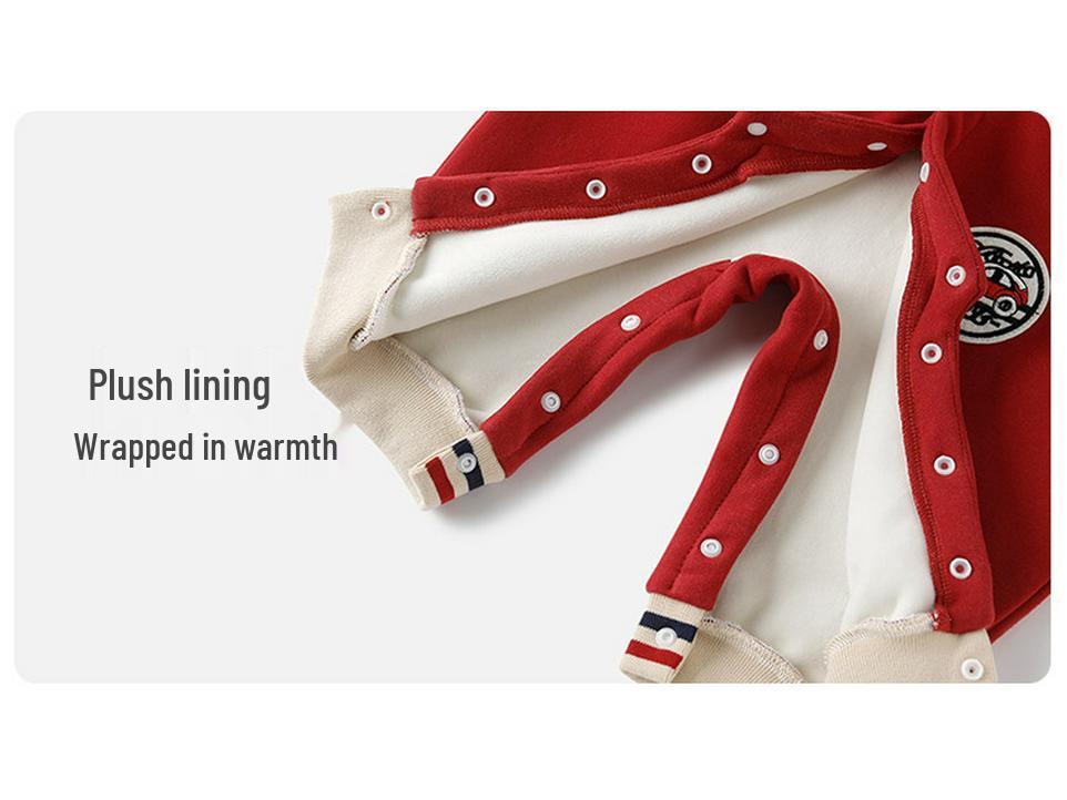 Baby Warm Padded Jumpsuit: Autumn/Winter Newborn Crawling Suit for Boys & Girls, Thick Cotton Toddler Bodysuit.