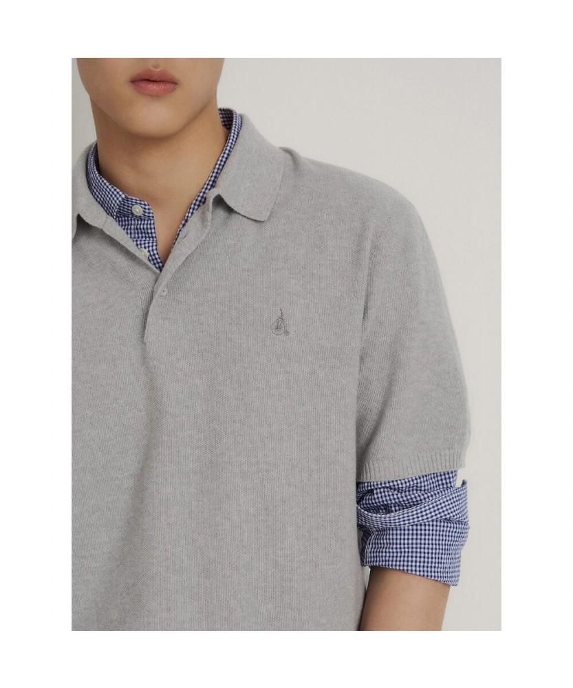Binpolmen Cotton Silk Collared Neck Knit Gray