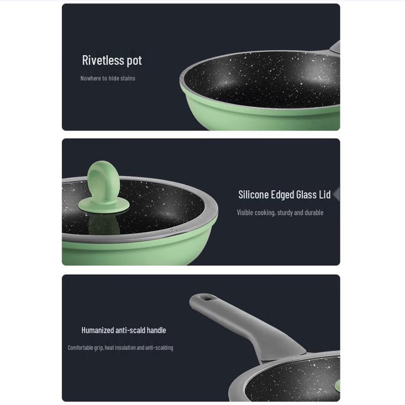 

COOKER KING Bamboo Green Stone 3-Piece Non-stick Cookware Set