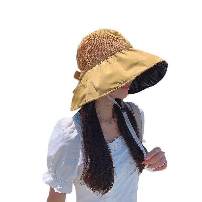 UV Vinyl Big Eaves Bow Fisherman Hat Children Spring and Summer Travel Versatile Sunscreen Sunshade Basin Hat