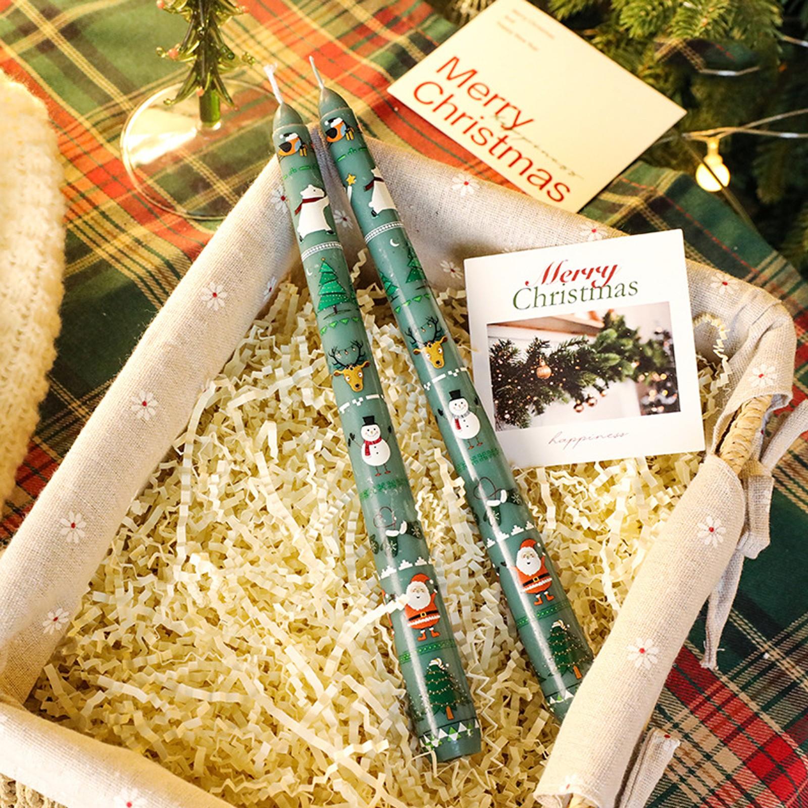 

Рождественские свечи высотой 10 дюймов, рождественские подсвечники без запаха, украшения для зимнего праздничного стола, сезонный декор для дома(Пакет из 2) One Size зелёный