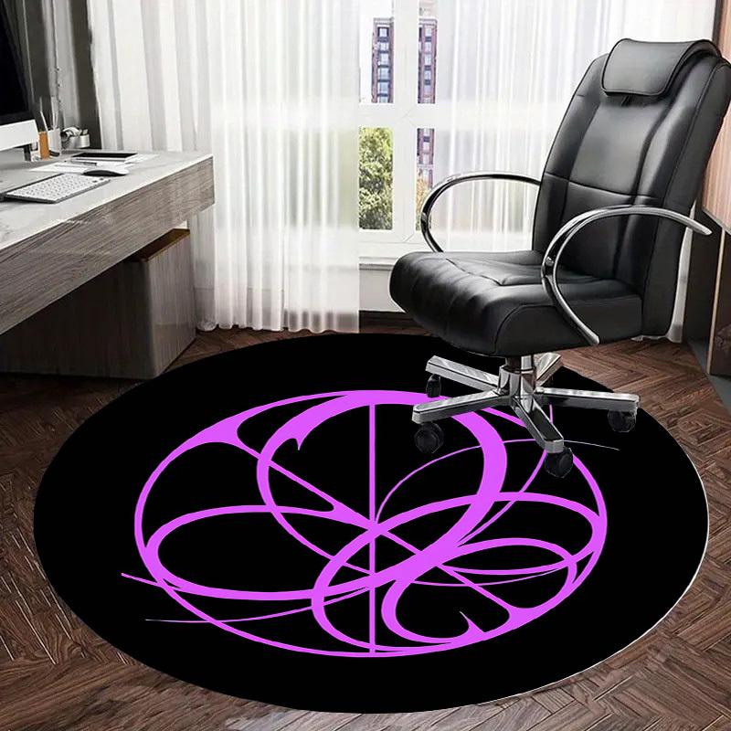 1pc Floral Geometry Round carpet, Made of Polyester,Perfect for Decorating Office Chairs, Living Rooms,Vibrant Decorative Rug
