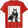 2025 Men's Summer Samurai Cat Art Pattern Harajuku T-shirt Y2k Comfortable and Loose Top