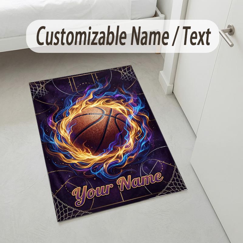 Fantasy Magic Theme Crystal Velvet Rug Personalized Custom Name Text Soft Floor Mat Home Decor