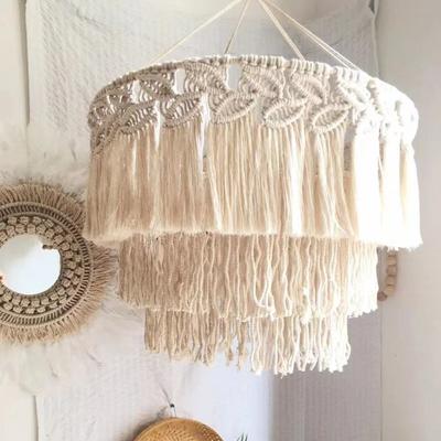 Handwoven Woven Tapestry Lampshade Rustic Classic Macrame Tassel Lamp Shade Creative Exquisite Hanging Light Cover