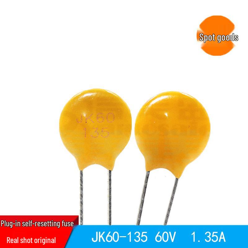 JK60-135 PTC Self-Healing Fuse, 1.35mA, 60V, Plug-in, In Stock.