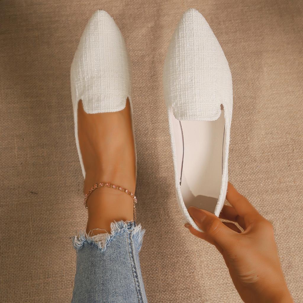 Fashion Women Solid Color Pointed Toe Loafers Shallow Woman Flats Shoes Ballet Flats Shoes Casual Slip on Lightweight Boat Shoes Women