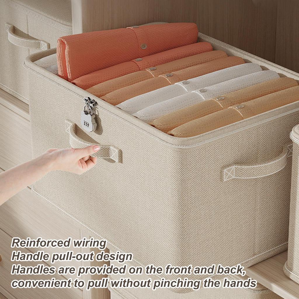 Lockable Storage Container with Handle Home Clothing Organizing Bin Washable Shelf Baskets Password-protected Storage Boxes
