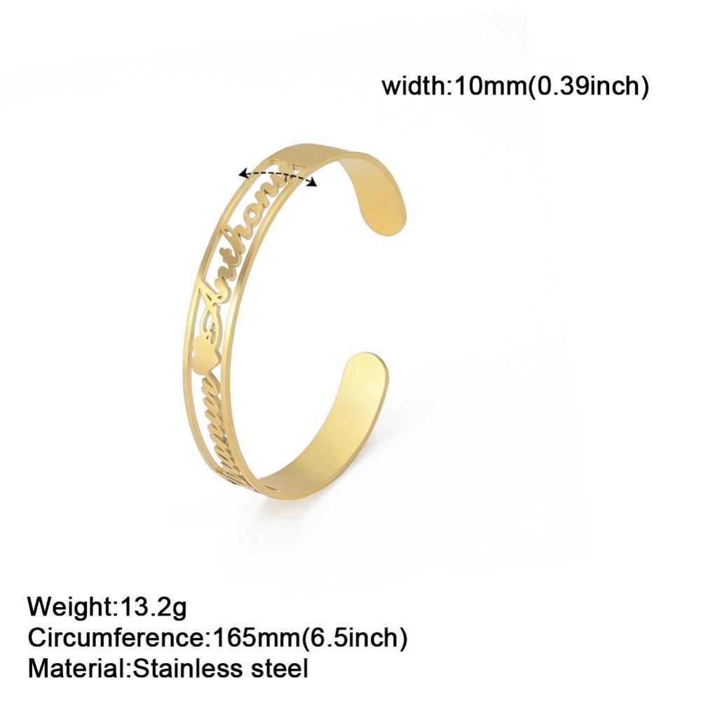 Lemegeton Fashion Custom Name Bracelet Bangle Stainless Steel Personalized Bracelet For Women Jewelry Valentins Day Gift