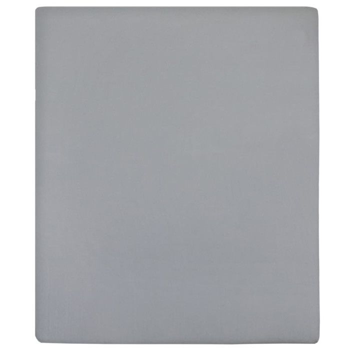 136202 vidaXL Drap-housse Jersey Gris 100x200 cm Coton
