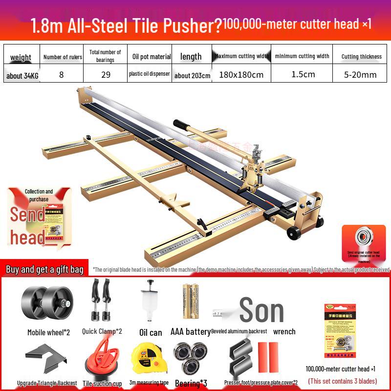 Manual Push Tile Cutter with Laser Precision for Ceramic and Floor Tiles