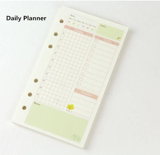 Kawayi A5 A6 Loose Leaf Notebook Refill Spiral Binder Inner Page Weekly Monthly To Do Line Dot Grid Inside Paper Stationery