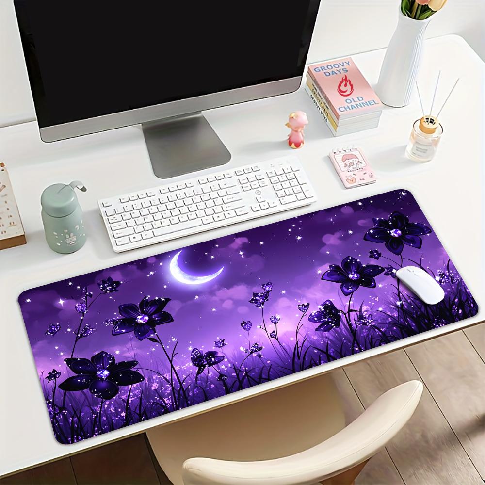 Purple Magic Gem Flower Mouse Pad Large Computer Office Game Table Mats Rubber Antislip Xxl Mouse Mat Hdp Long Desk Pads
