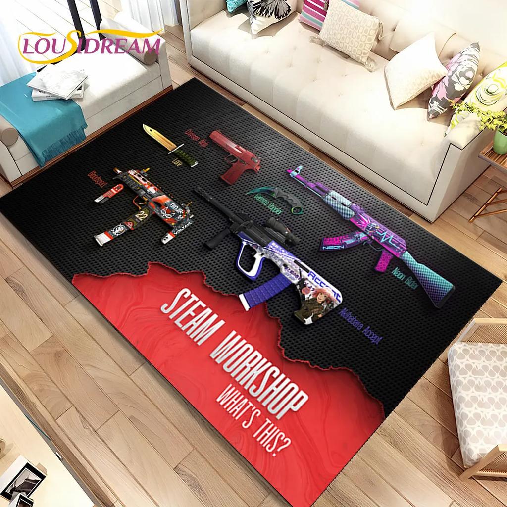 3D Assault Rifle Pistol Gun CS M4 AK USP Game Area Rug,Carpet for Home Living Room Bedroom Sofa Doormat Decor,Non-slip Floor Mat