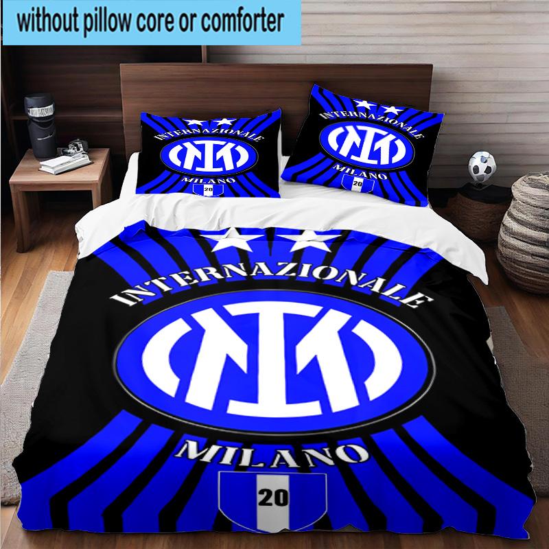 3 pezzi F.C. Set Biancheria da Letto Stampato Internazionale Milano Chiusura Copripiumino Include 1 Copripiumino & 2 Federe Set Biancheria da Letto Decorazioni per la Casa Regali