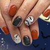 Plastic Fake Nail Decals with Halloween Bat Skull Star Ghostly Patterns Easy Application Artificial Nail Stickers 24pcs