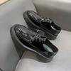 Casual British style versatile height increase round head business dress black thick bottom Korean version men's leather shoes