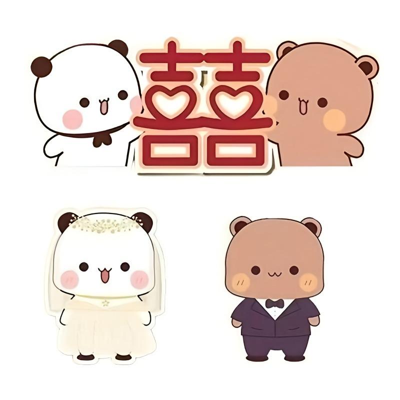 Cute Bubu Dudu Wedding Fridge Magnets Kawaii Panda Yier Home Decor Sticker Creative Anime Home Accessories Couple Ornament Gift