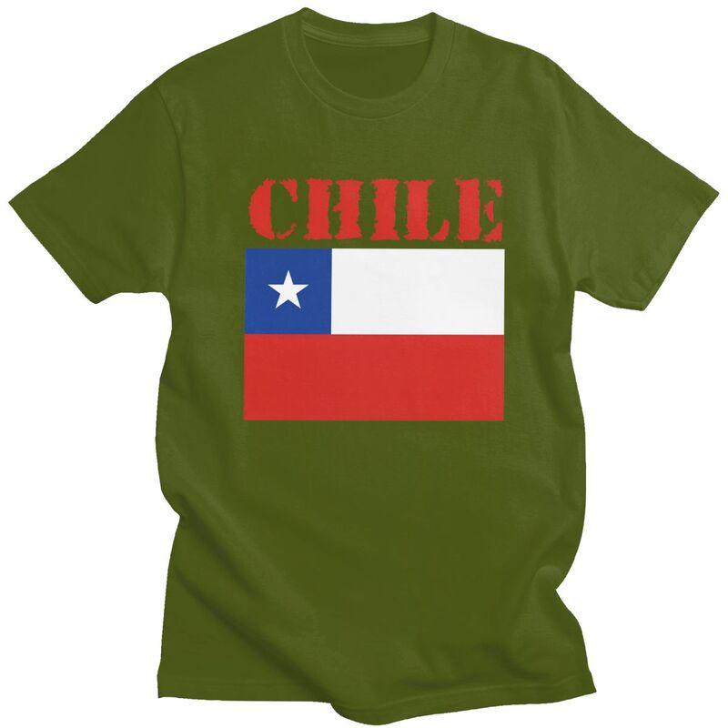 Custom Fashion Chile Flag T Shirts Men Tshirts Streetwear Tee 100 Cotton Slim Fit Tshirt Gift