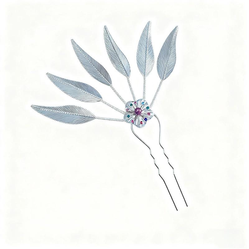 Women Ancient Hanfu Thai Dance Party Headdress Leaf Headwear Hair Clip Umbrella Hair Jewelry Bride Wedding Accessories