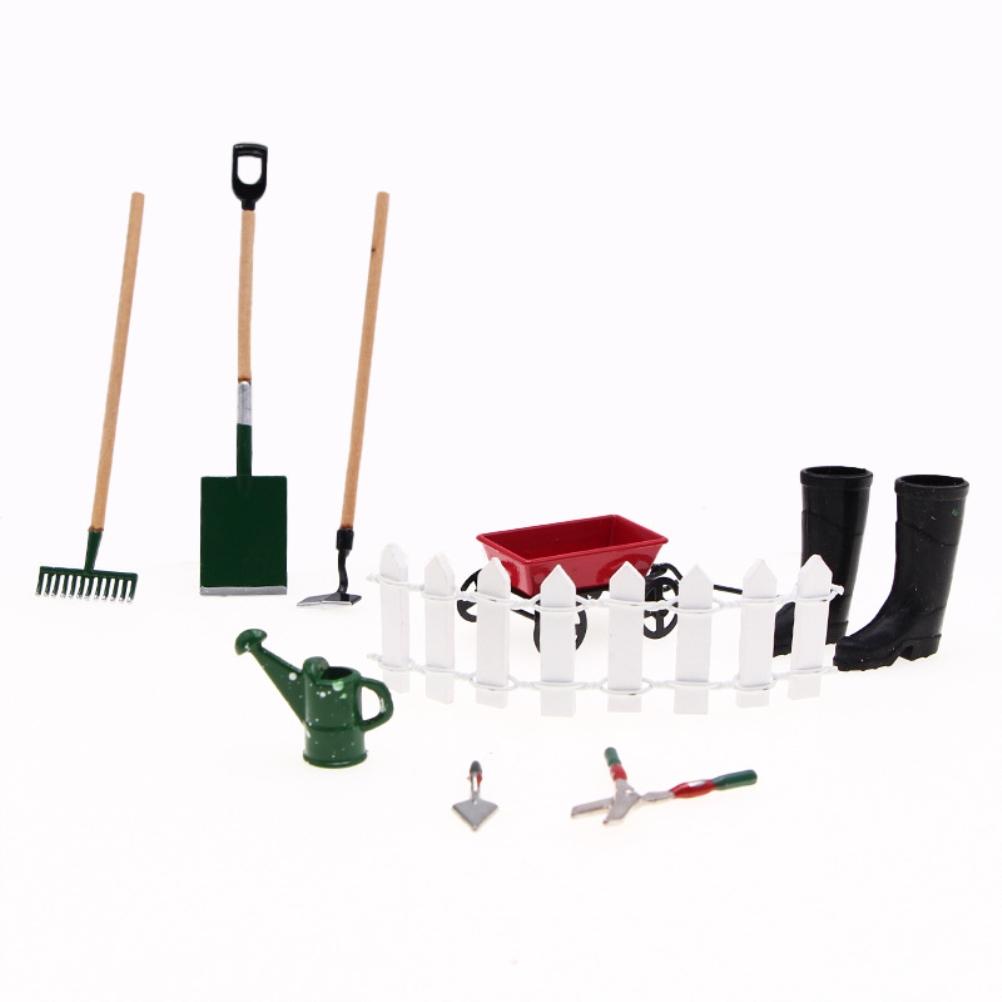 9-teiliges Miniatur-Puppenhaus-Set 1:12 Mini-Gartenwerkzeuge für Puppenhausgarten-Miniaturdekoration