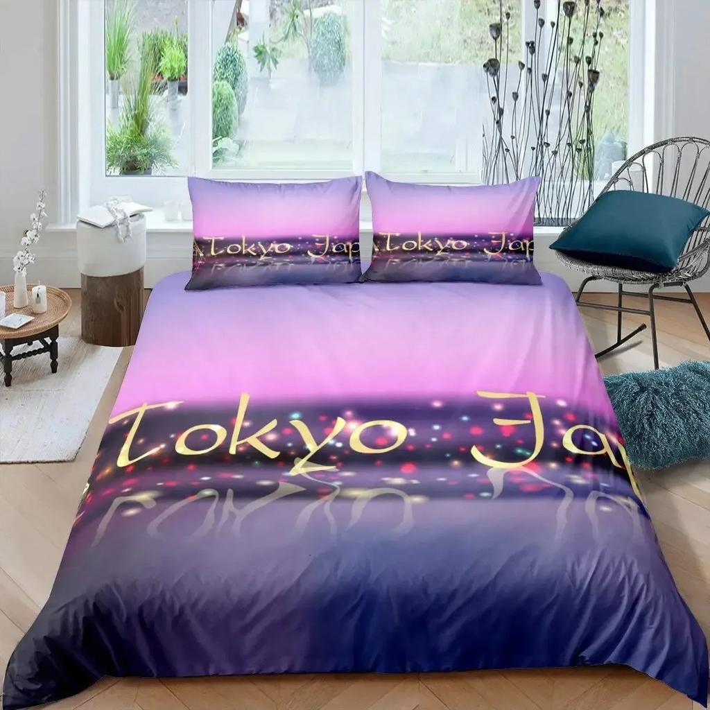 Tokyo Capital of Japan Beding Set For Bedrom Soft Modern Bedspreads Comefortable Children Kids Soft Duvet Cover Comfortable Quilt Cover And Pilowcase